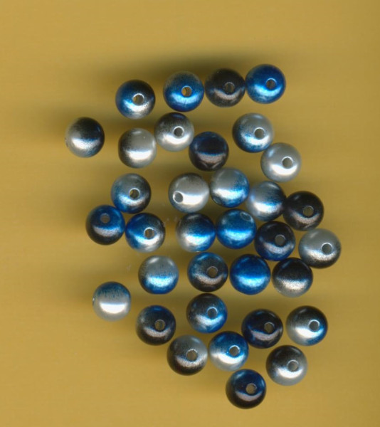 q174843 Wachsperlen 8mm blau marmoriert 32 Stück