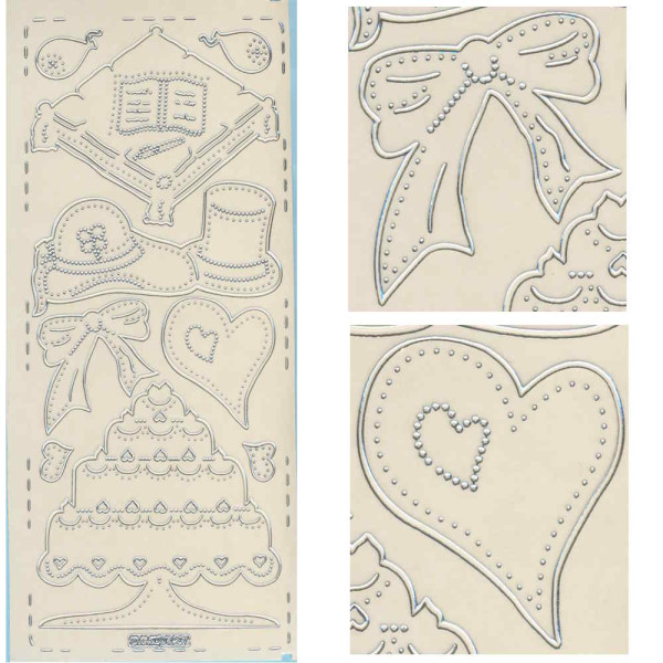 pu427s Sticker Hochzeit 6 silber transparent
