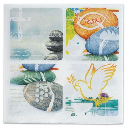 Serviette Konfession weiß bunt
