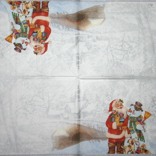 Serviette Santa und Schneemann