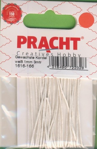 Gewachste Kordel 1mm weiß 3m