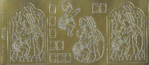 cl893g Sticker Maria mit Kind gold