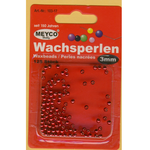 103-17 Wachsperlen 3mm metallic rot 125 Stück