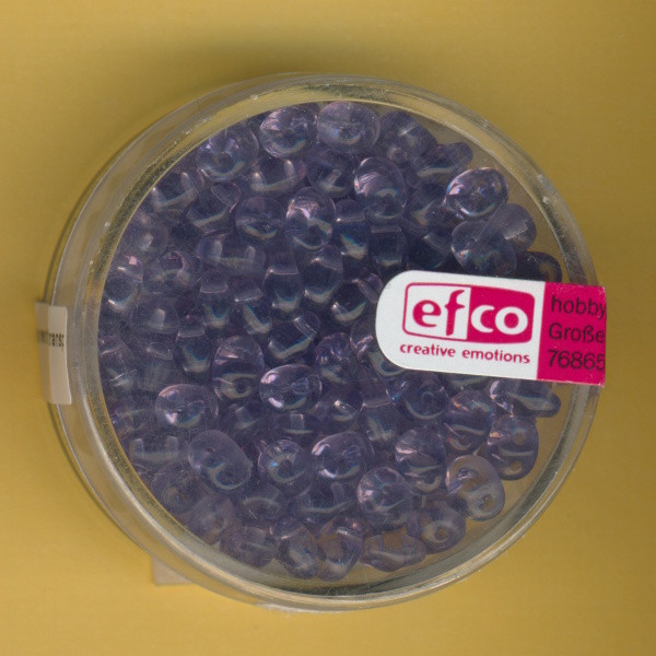 1020944 Glasperlen Superduo 4x2mm flieder transparent 10g