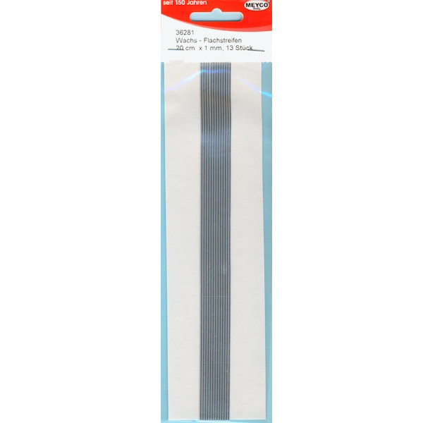 36281 Wachs Flachstreifen 200 x 1mm silber 13 Stück