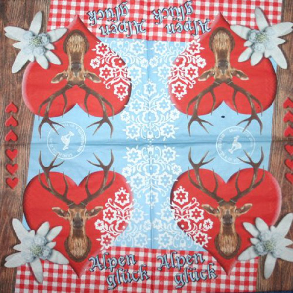 Serviette Alpenglück bunt