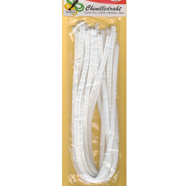 22000 Chenilledraht 8mm weiß 10 Stück