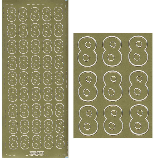 pu545g Sticker Ziffer 8 20mm gold