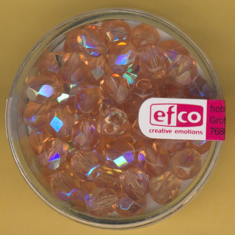 2110132 Glasfacettenperlen 6mm irisierend rosa 50 Stück