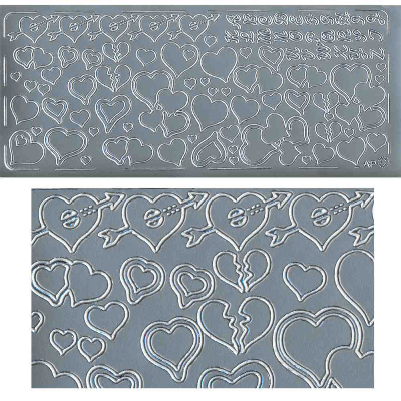 pu033s Sticker Herzen 13 silber