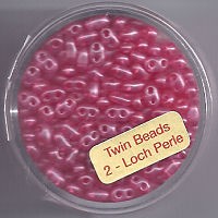967105454 Glasperlen Twin Beads 2,5x5mm rose pearl 12g