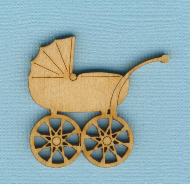 byh5604 Holz Deko Kinderwagen 40mm