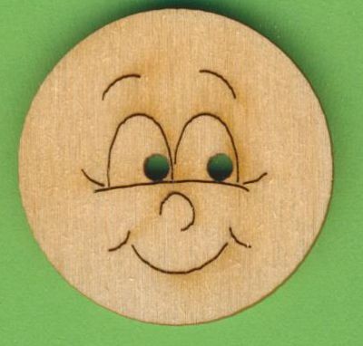 Holzknopf Gesicht Design 2 3cm