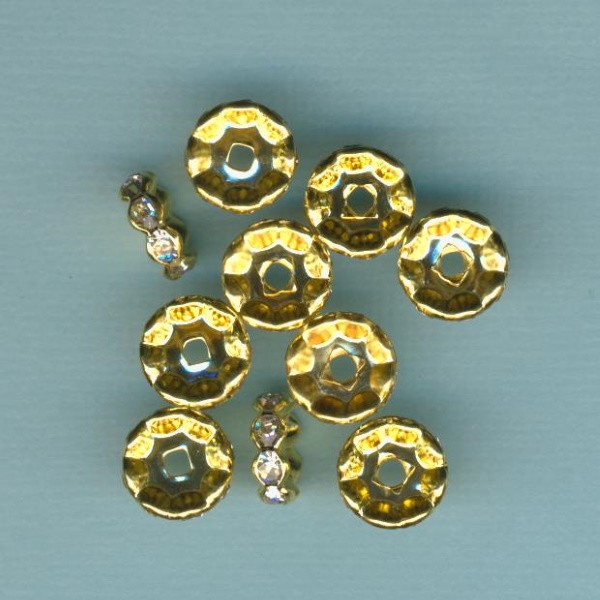 16063 Strassrondelle 9,8mm gold-kristall 10 Stück