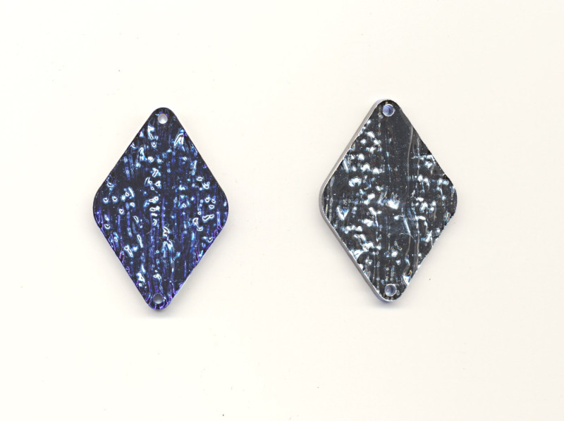 Schmuckteil Borkenstrukturplatte Raute 45x30mm safir