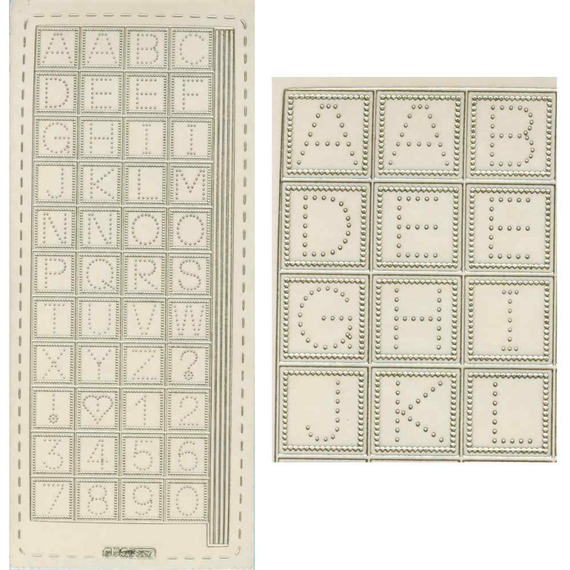 pu357g Sticker Buchstaben und Zahlen 14mm gold transparent
