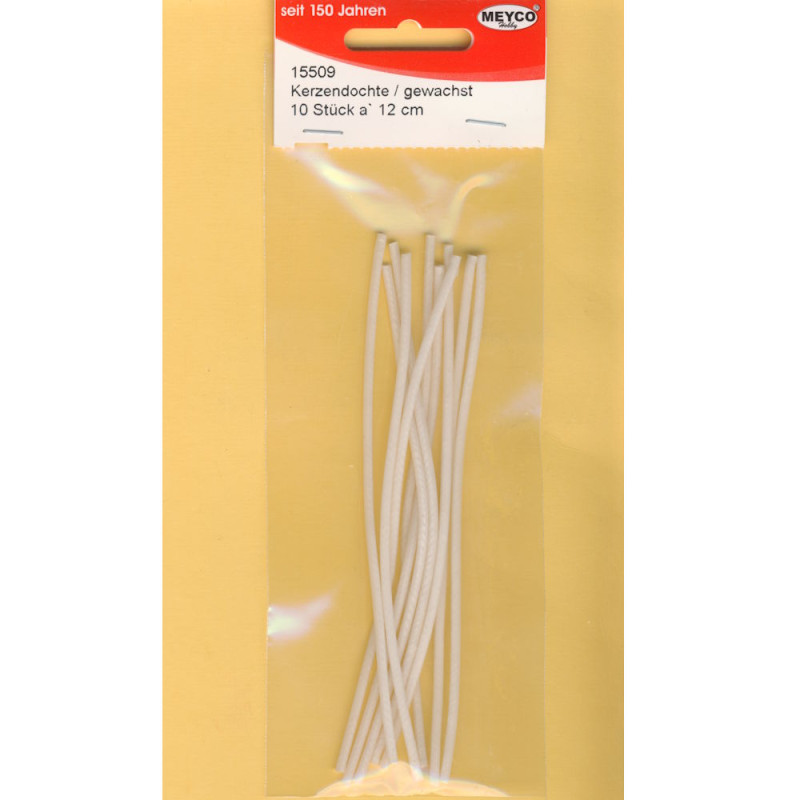 15509 Kerzendochte gewachst 12cm 10 Stück