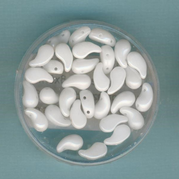 341021402 Zoliduo Beads rechts 8x5mm weiß glänzend 30 Stück