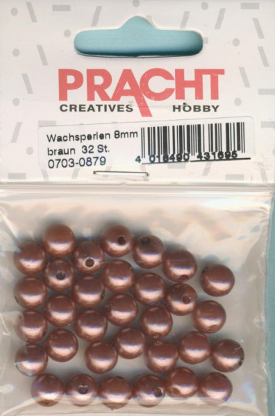 07030879 Wachsperlen 8mm braun 32 Stück