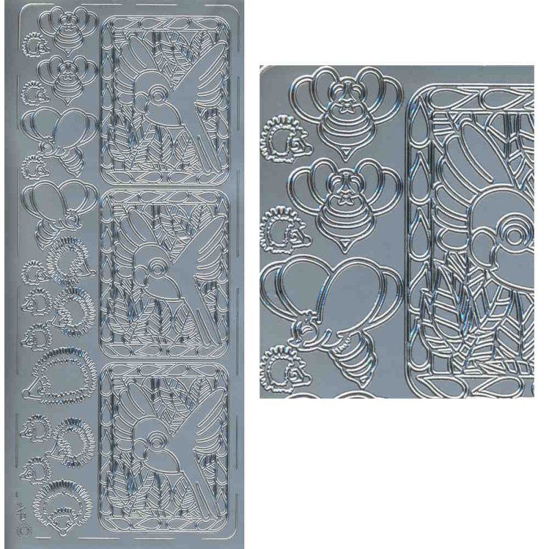 pu048s Sticker Tiere 3 silber