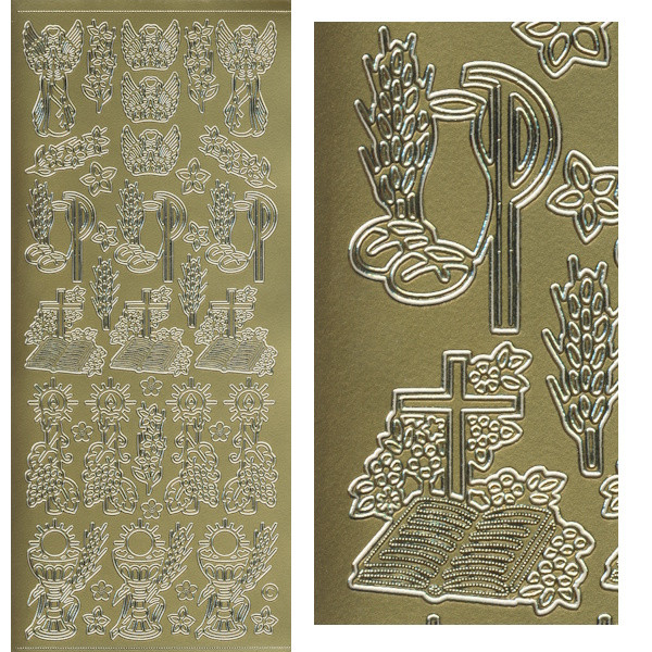 kv0883g Sticker Brot und Wein gold