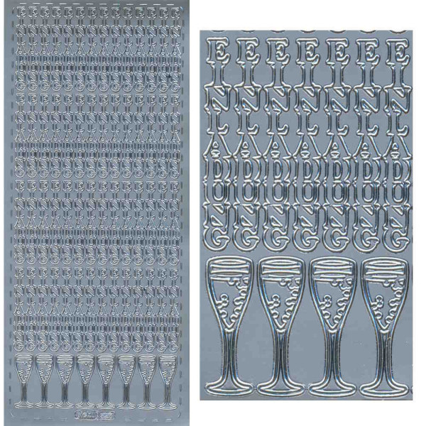 pu326s Sticker Einladung 7 silber