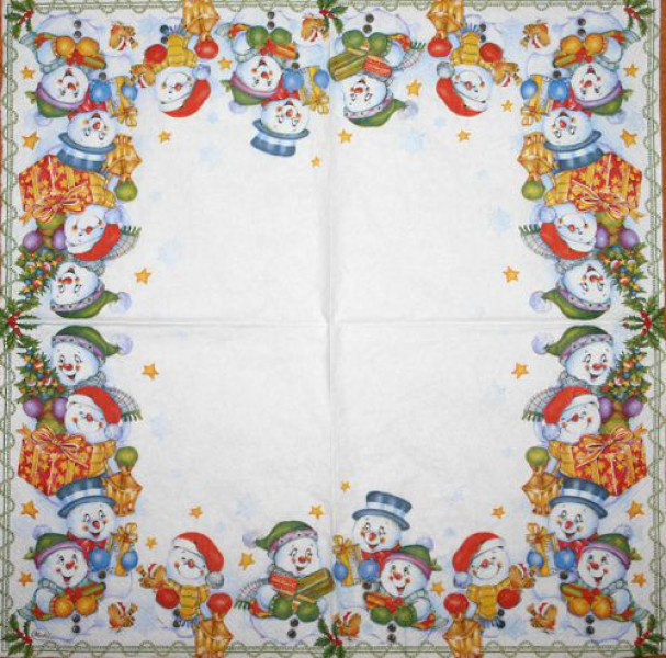 Serviette Fröhliche Schneemänner