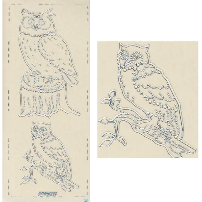 pu441s Sticker Eule silber transparent