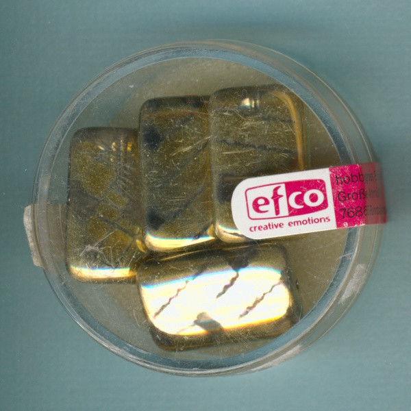 2132706 Glasperlen Vitrail flach 19x12mm gold 4 Stück