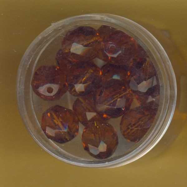 0730-10015 Glasschliffperlen 10mm transparent topas 15 Stück