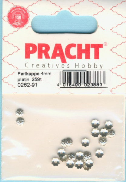 026291 Perlkappen 4mm platin 25 Stück