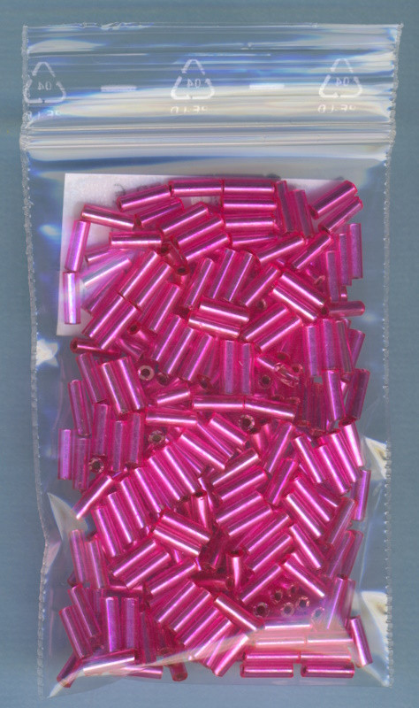 567306 Glasperlen Stifte 6mm fuchsia silbereinzug 15g