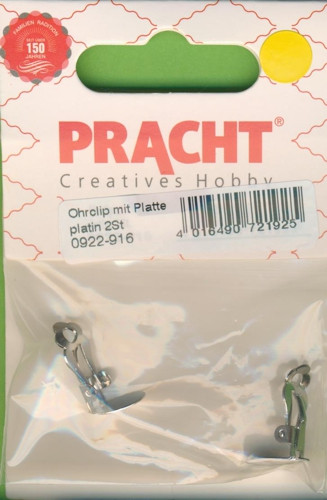 0922-916 Ohrclip mit 10mm Platte und Öse platin 2 Stück