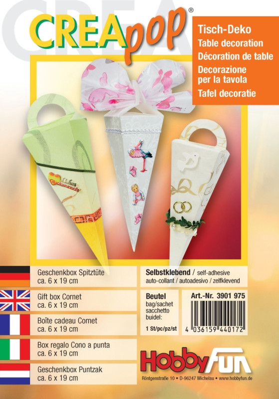 3901975 Creapop Geschenkbox Spitztüte 6x19cm
