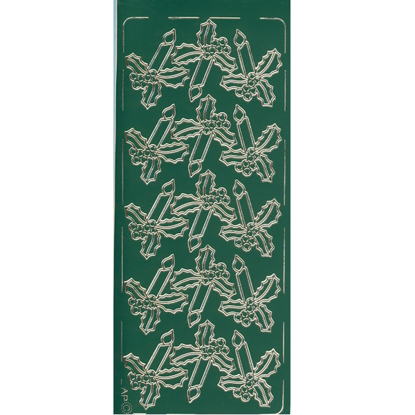 pu013gr Sticker Kerzen grün gold