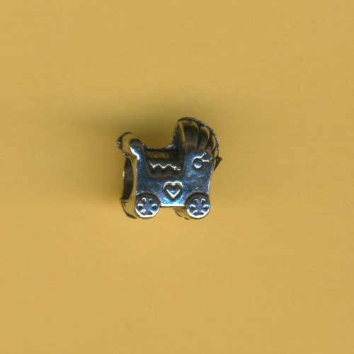 840761 Metallperle Charms Kinderwagen 12mm silber