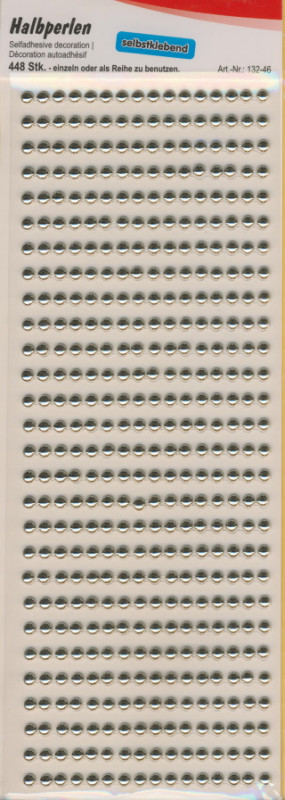 13246 Halbperlen selbstklebend 5mm silber 448 Stück