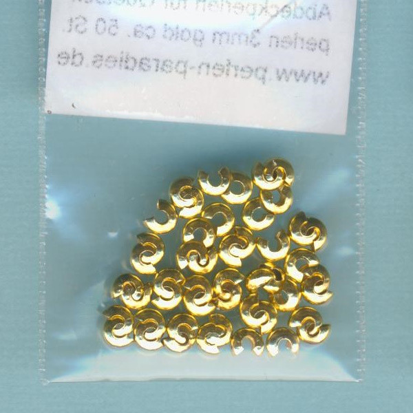 h0288495 Abdeckperlen für Quetschperlen 3mm gold 50 Stück