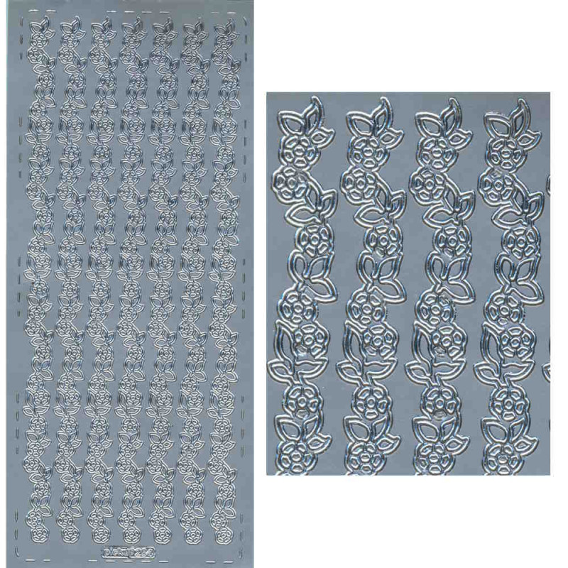 pu264s Sticker Blumenborte silber