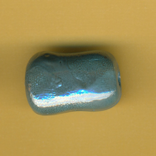 455009171 Keramikperle länglich 27x17x14mm türkis kupfer
