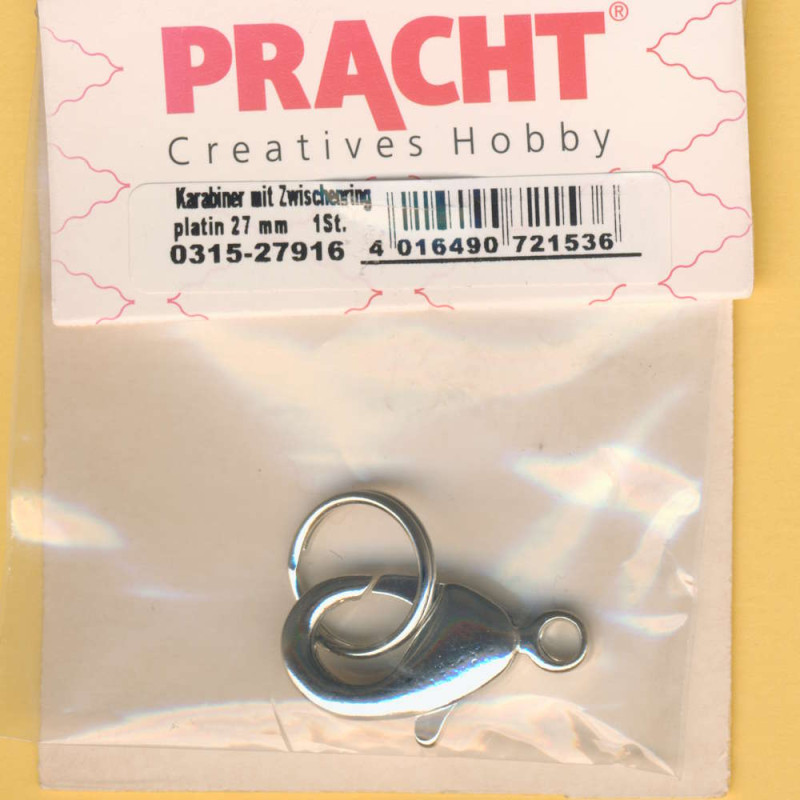 0315-27916 Karabiner mit Spaltring 27mm platin