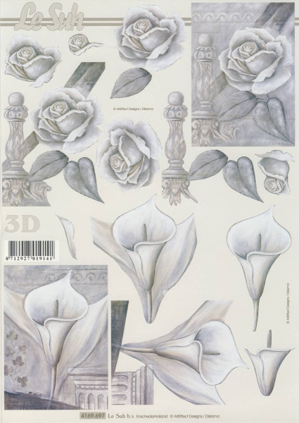 4169.697 3D Motivbogen A4 Rose und Calla