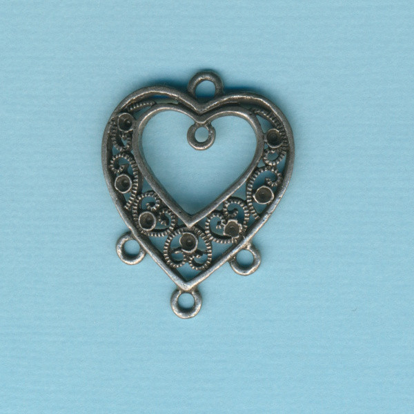2132348 Metall Anhänger Herz altplatin 31x25mm