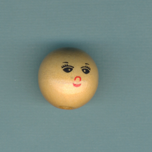 t0193121 Holzperle mit Gesicht 21mm natur