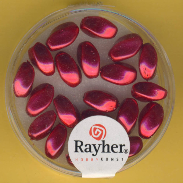 14408287 Glaswachsperlen Oliven 9x6mm rot 20 Stück
