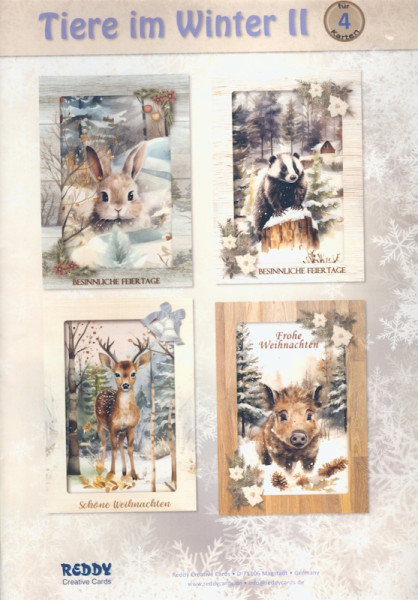 806552 Karten Bastelset Weihnachten Tiere im Winter II