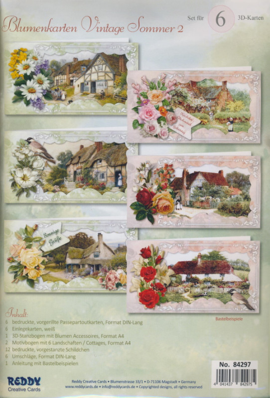 84297 Bastelset Blumenkarten Vintage Sommer 2