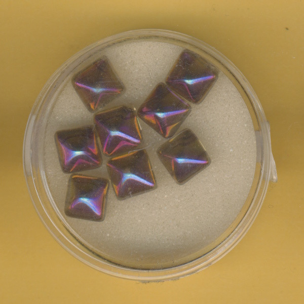 4907-08354 Glasperlen Pyramide 2-Loch 8x8mm kristall kupfer AB 8 Stück