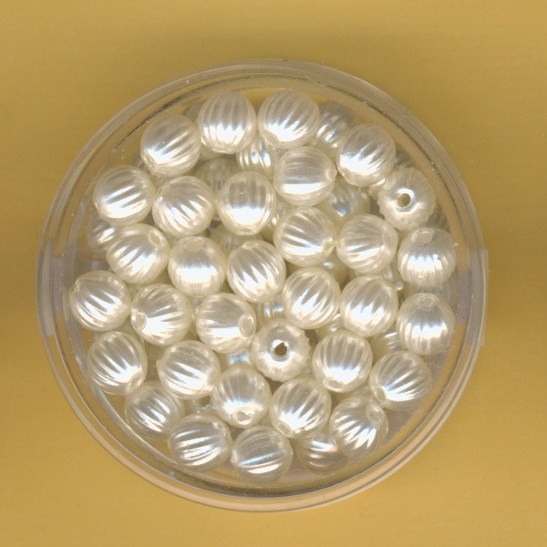 0816-06324 Wachsperlen Rillenperlen 6mm kultur 60 Stück