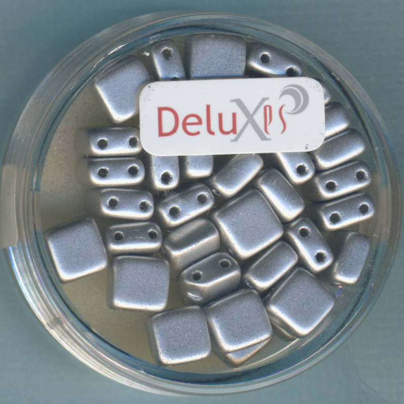 9700-06924 2 hole Square Beads Deluxes 6mm silberfarben 35 Stück